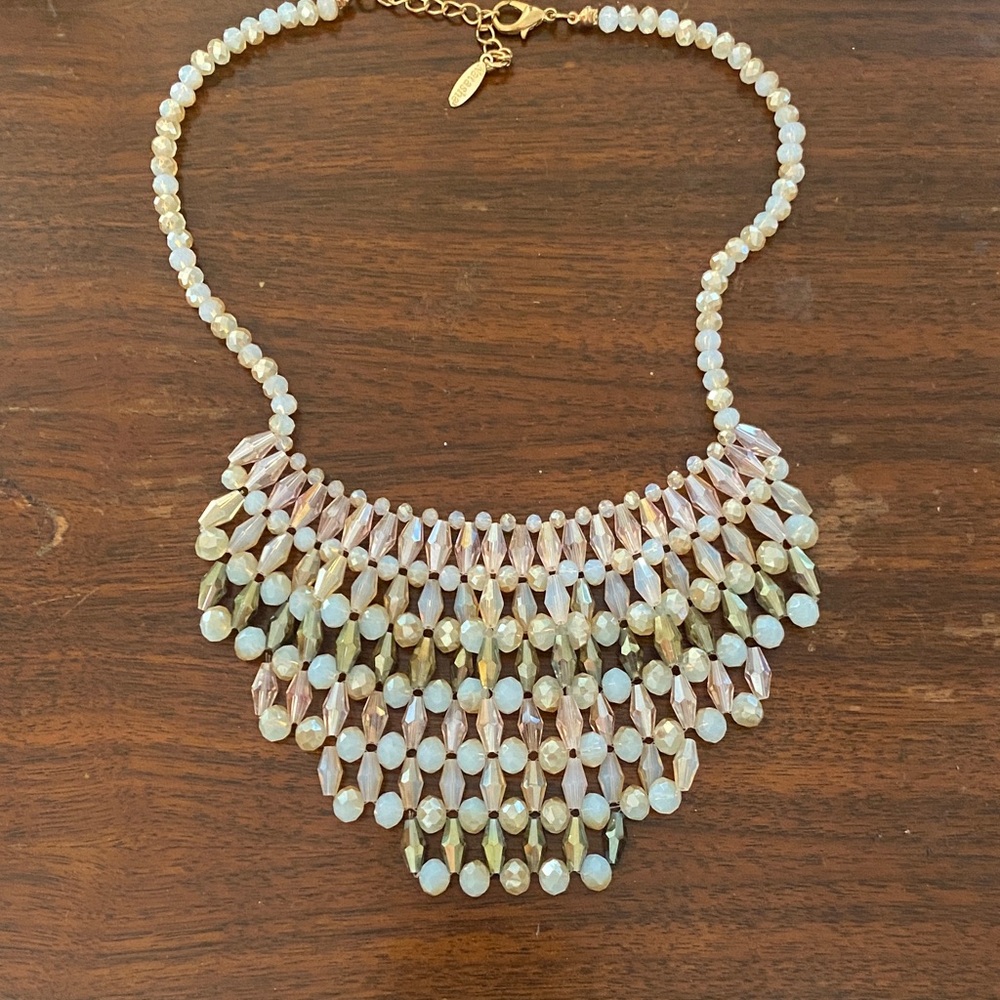 Elegant Gold and Cream Beaded Necklace